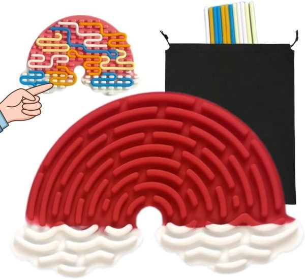 ToyToys Sensory Silicone Puzzle Board – Cloud Shape | BPA-Free Decompression & Activity Board for Kids | Includes 12 Silicone Strips + Storage Bag | Available in Red & Pink