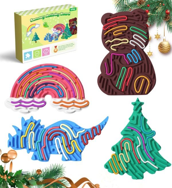 ToyToys Sensory Silicone Puzzle Board – Unicorn Edition | BPA-Free Decompression & Activity Board for Kids | Includes 12 Silicone Strips + Storage Bag | Available in Blue, Yellow, Red & Purple