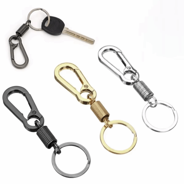 Spring Metal Ring Keychain – 3PCS Set, Heavy-Duty Steel Key Ring with Spring Mechanism