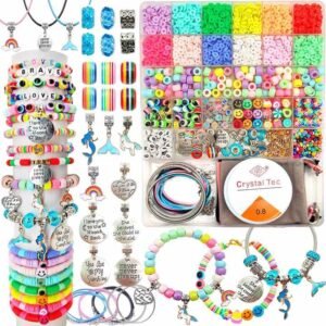 ToyToys 3100 Pcs DIY Jewelry Making Kit – Polymer Clay Beads, Crystal Glass Beads & Charms Set for Girls | Handmade Pendant Craft Toy for Kids & Teens