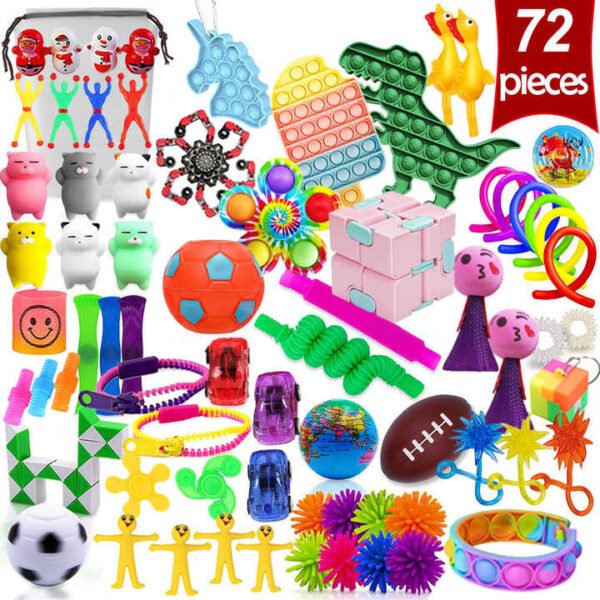 ToyToys 72 Pcs Fidget Toy Set – Ultimate Sensory Fidget Toys Pack for Kids & Adults | Stress Relief, Pop Sensory Toys & Party Favors Gift Set