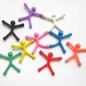 ToyToys Soft Rubber Magnetic Little Figures – 10PCS Mini Q Man Flexible Fridge Magnet Set | Colorful Bendable Stick Figure Magnets for Home, Office & Locker
