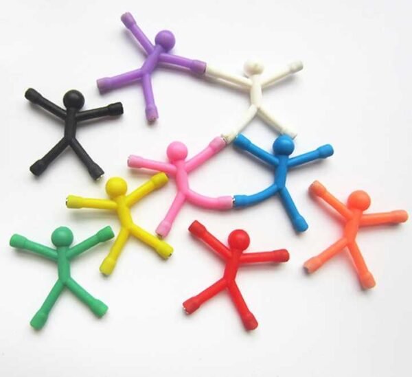 ToyToys Soft Rubber Magnetic Little Figures – 10PCS Mini Q Man Flexible Fridge Magnet Set | Colorful Bendable Stick Figure Magnets for Home, Office & Locker
