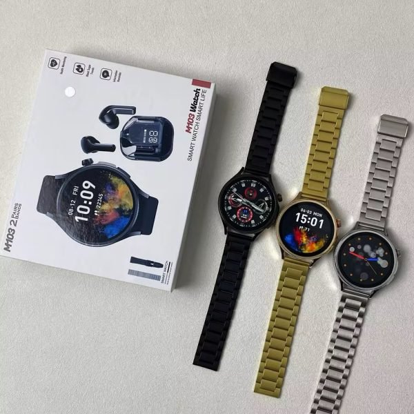 🕒 Premium M103 Smartwatch with Bluetooth Earbuds – Available in 3 Colors